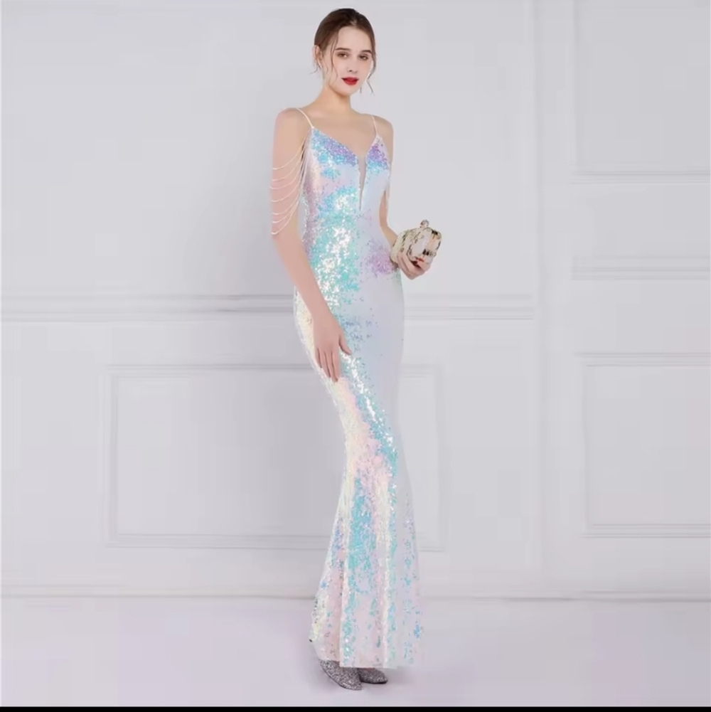 Glamorous Sequin Prom Dress - Blue and Pink - Picture 8 of 15